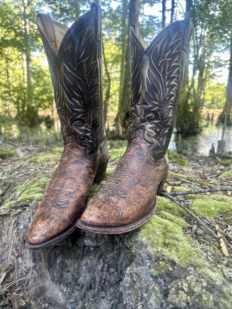 Justin Men's 9.5 D Custom Smooth Quill Ostrich Western Boots - Unique Handcrafted Design