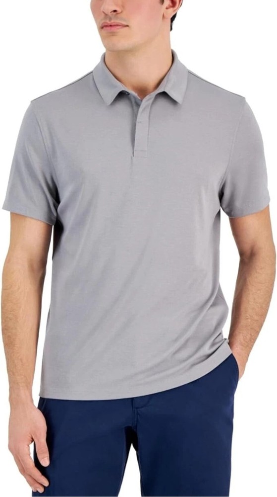 Alfani Men's AlfaTech Stretch Solid Polo Shirt Storm Gray XXL