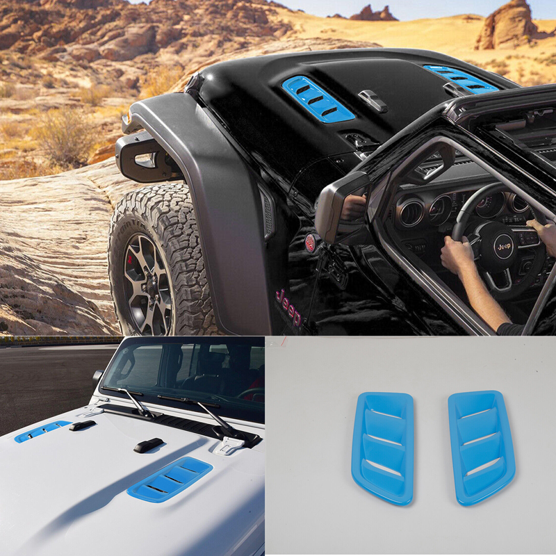Light blue ABS Hood Scoop Air Vent Cover Trim For Jeep Wrangler JL/JT 18-2023