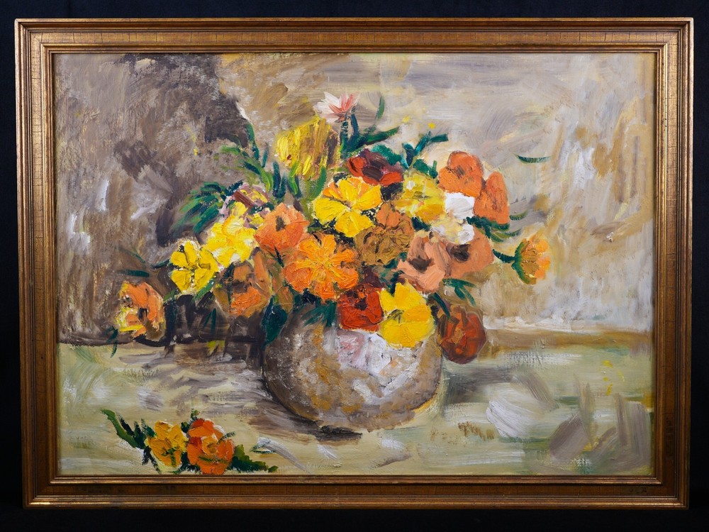 Vintage Framed Original Impressionist Still Life Oil on Canvas 