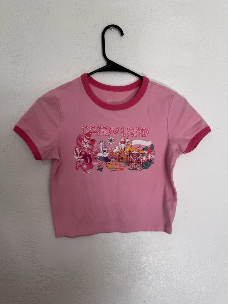 Vintage Strawberry Shortcake Pink Graphic Cartoon T-Shirt Size S Short Sleeve