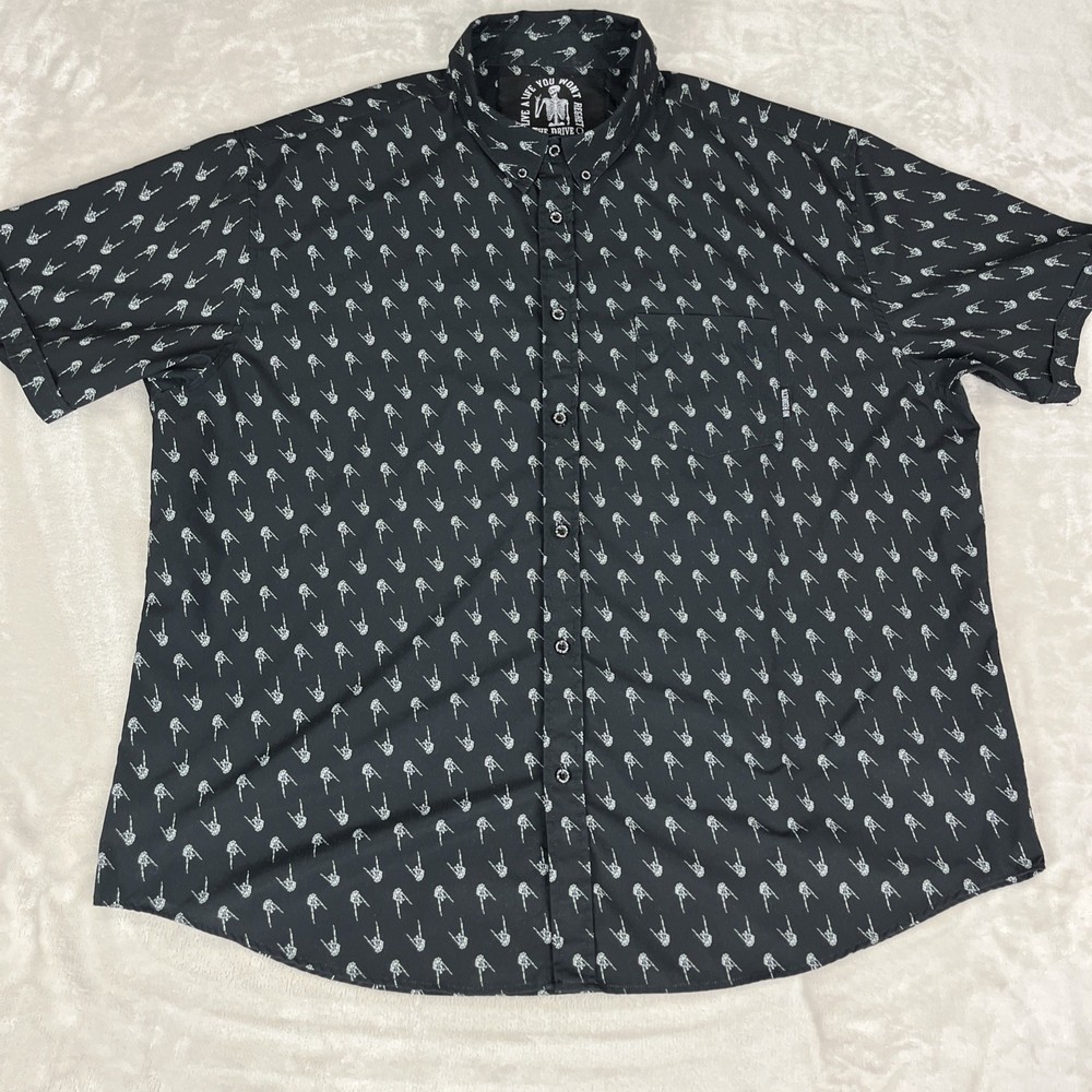 The Drive Clothing Button Down Shirt Mens 3XL Black Lightweight Pattern
