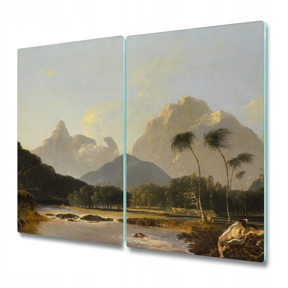 Serving Chopping Board Glass Cover Watercolour Paradise Vintage 2x30x52