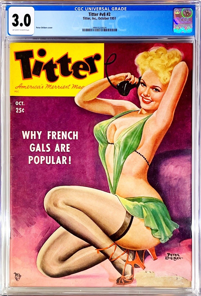 ⭐️Titter Magazine #V8 #2, 1952  CGC 3.0⭐️French Gals Pin-Ups 😮 OU La La !