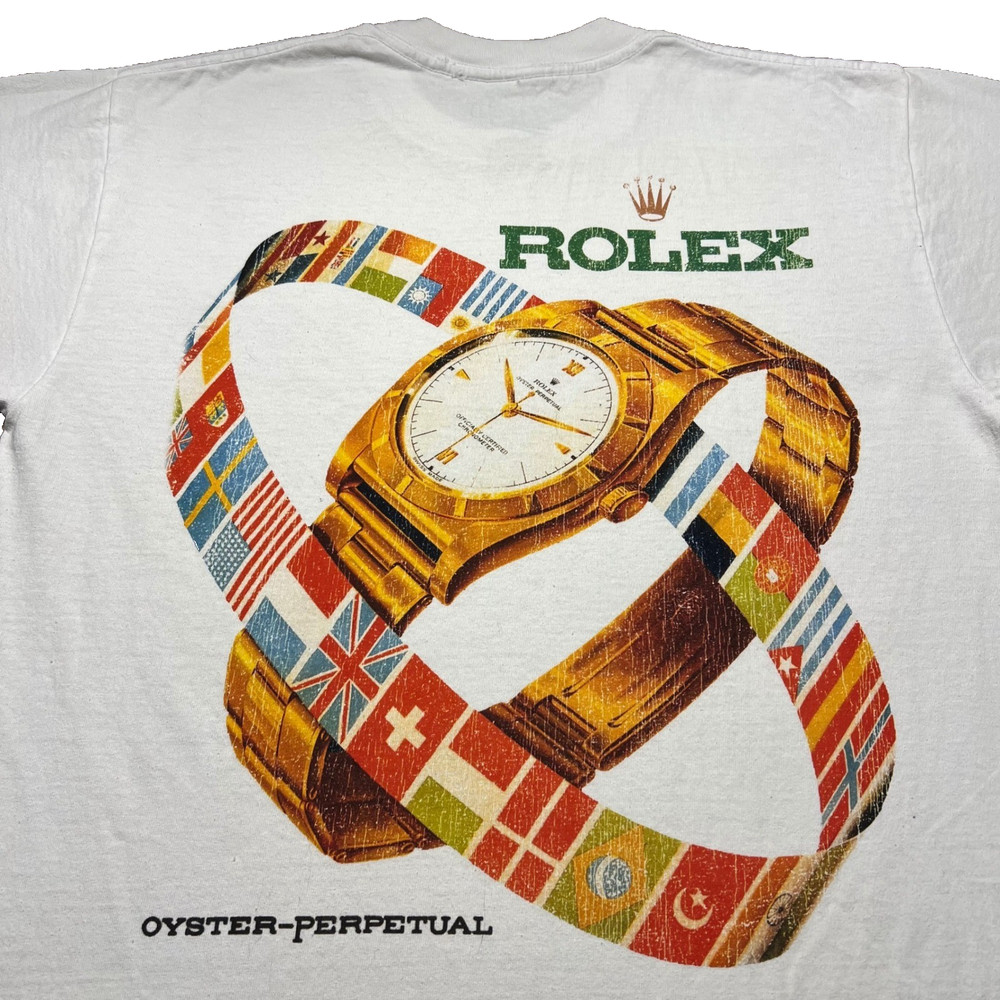 High St Rolex Oyster Perpetual Graphic T Shirt Mens Medium White Cotton USA Made