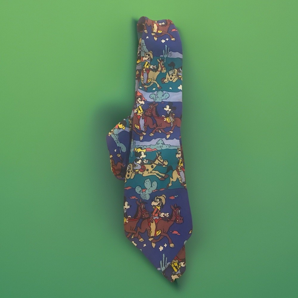 VNTG 80’s Disney Balancine Tie Works Vintage Mickey Mouse/  Graphic Necktie Silk