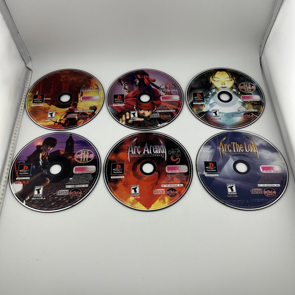Arc the Lad Collection (Sony PlayStation 1, 2002) PS1 6 Discs Only READ