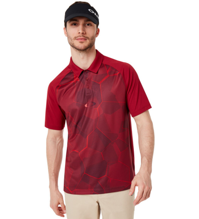 Oakley Men's Graphic Polo Golf Non-Iron SS Red T-Shirt Size M