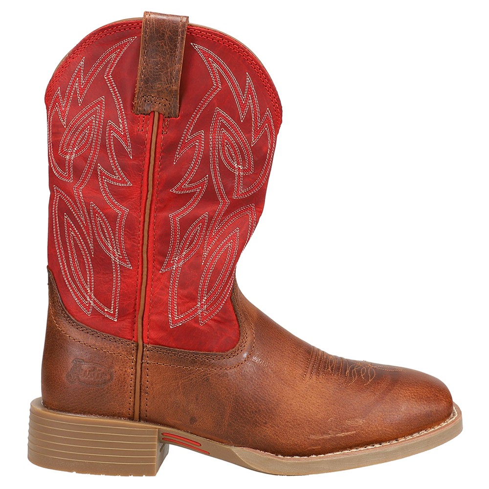 Justin Boots Canter 11 Inch Water Buffalo Square Toe Cowboy Boots with Embroidered Pull-On Design  