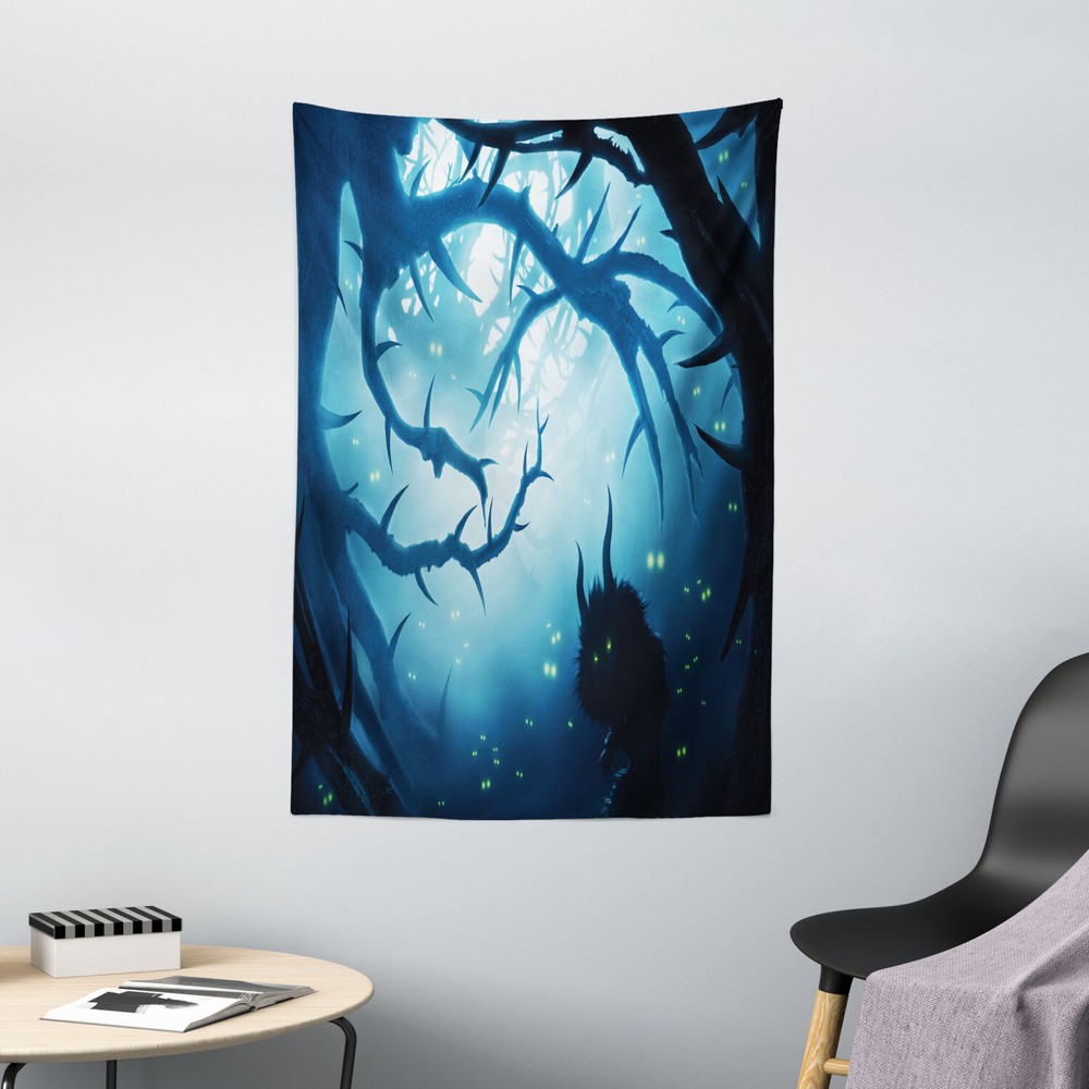 Night Forest Animal Tapestry Halloween Wall Hanging Decor for Festive Ambiance