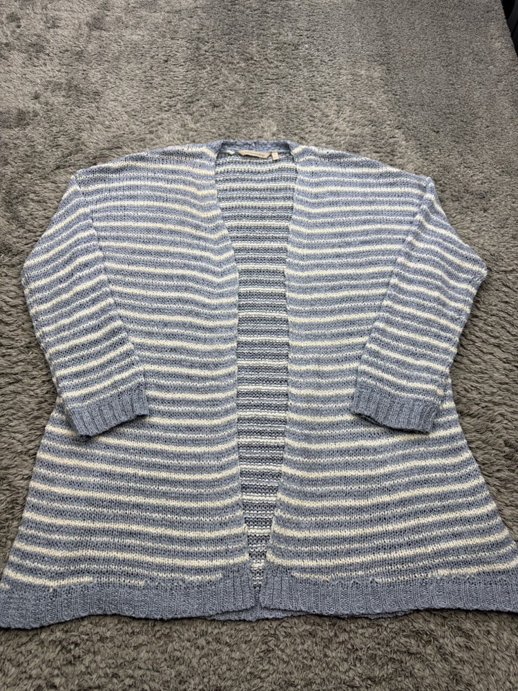 Soft Surroundings Sweater Women XL Fair Isle Open Front Crochet Knit Cardigan