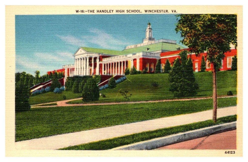 1940s Handley High School Building Winchester Virginia Vintage Postcard