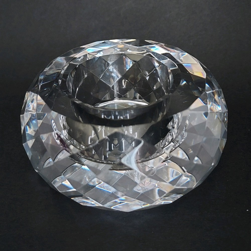 Oleg Cassini Faceted Crystal Ball Candle Holder Glass Votive Round Paperweight