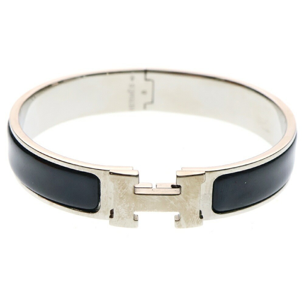 HERMES Clic H Bracelet Black Enamel Designer Luxury Bangle Click H Wrist Jewelry