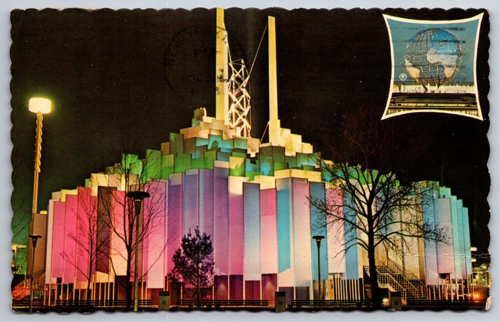 New York Worlds Fair Expo 1964~Tower Of Light & Unisphere~Postmarked~Postcard