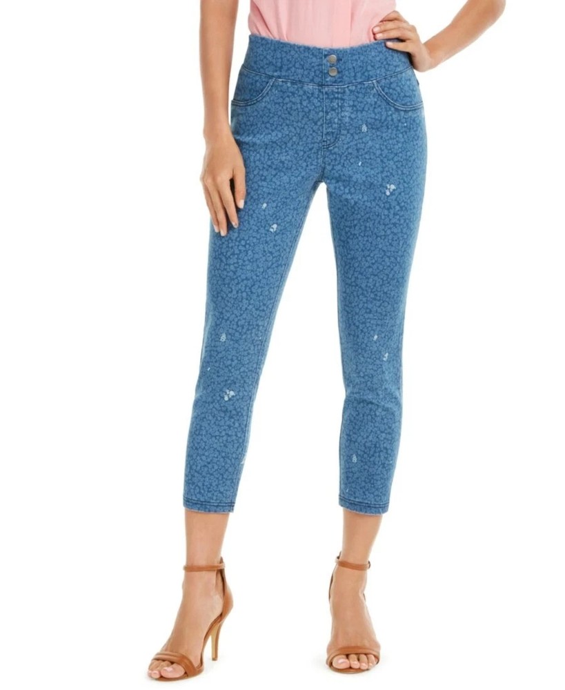 HUE Women's Ditsy High Rise Denim Skimmer Leggings X-Small (8-10) Indigo Blue
