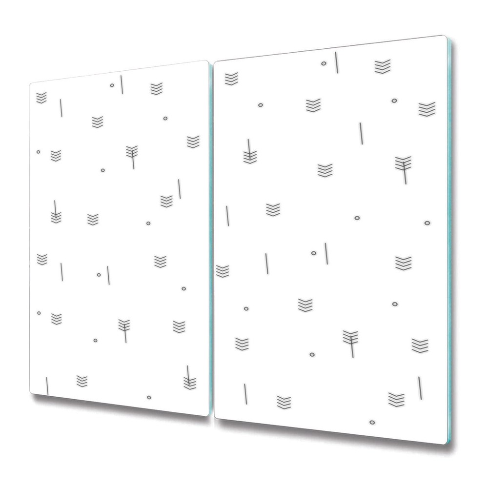 Glass Chopping Cutting Serving Board Abstract Geometric Black & White 2x30x52