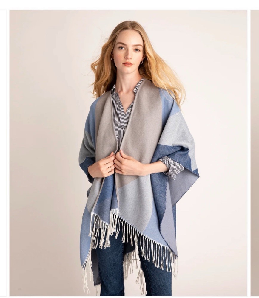 NWT Echo New York Women’s Double Face Ruana, Wrap, Shawl, Scarf OSFM