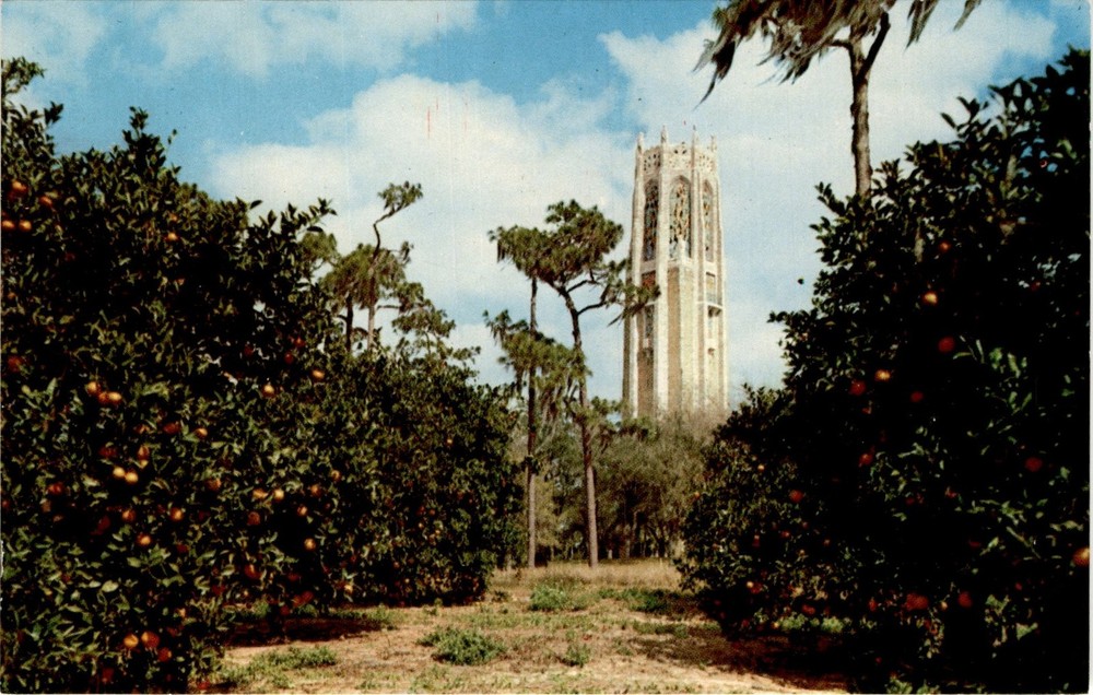 Singing Tower, Lake Wales, Florida, Iron Mountain, Orange groves, Postcard