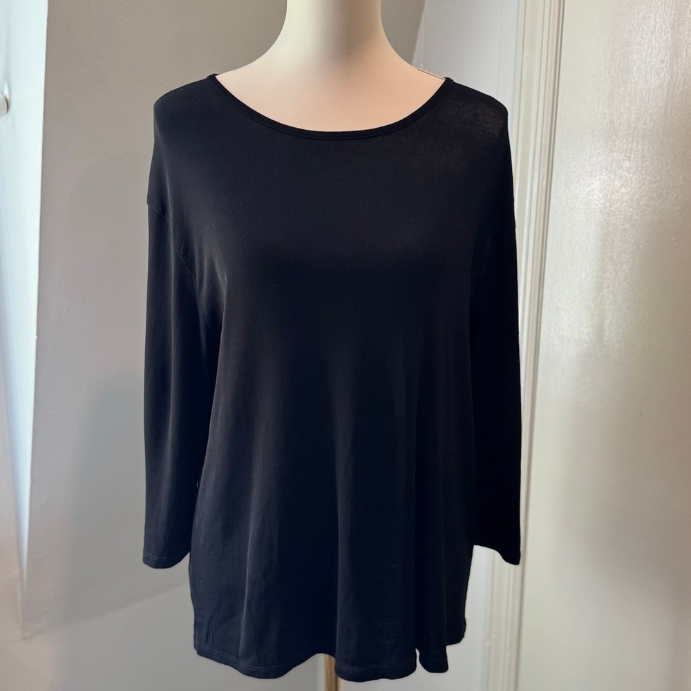 Vince Black Scoop Neck Relaxed oversized Long Sleeve Top | Size Small