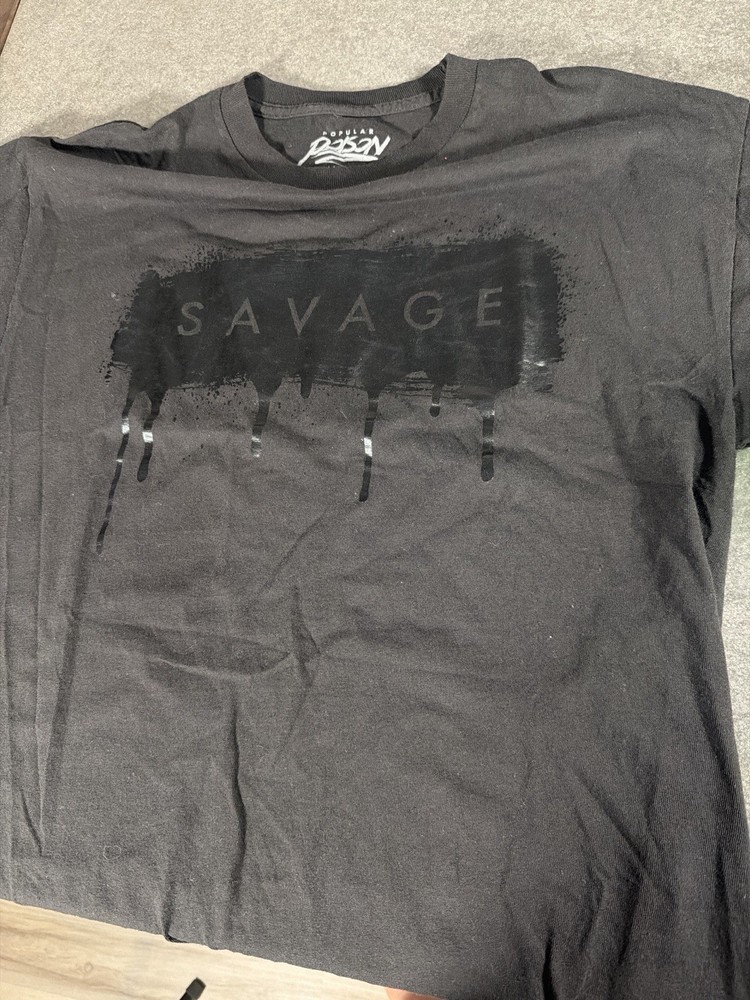 Popular Poison Savage Black Short Sleeve Cotton T-Shirt Men's L