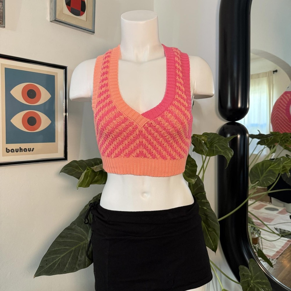For Love & Lemons Women's Pink and Multi Vests-tanks-cami