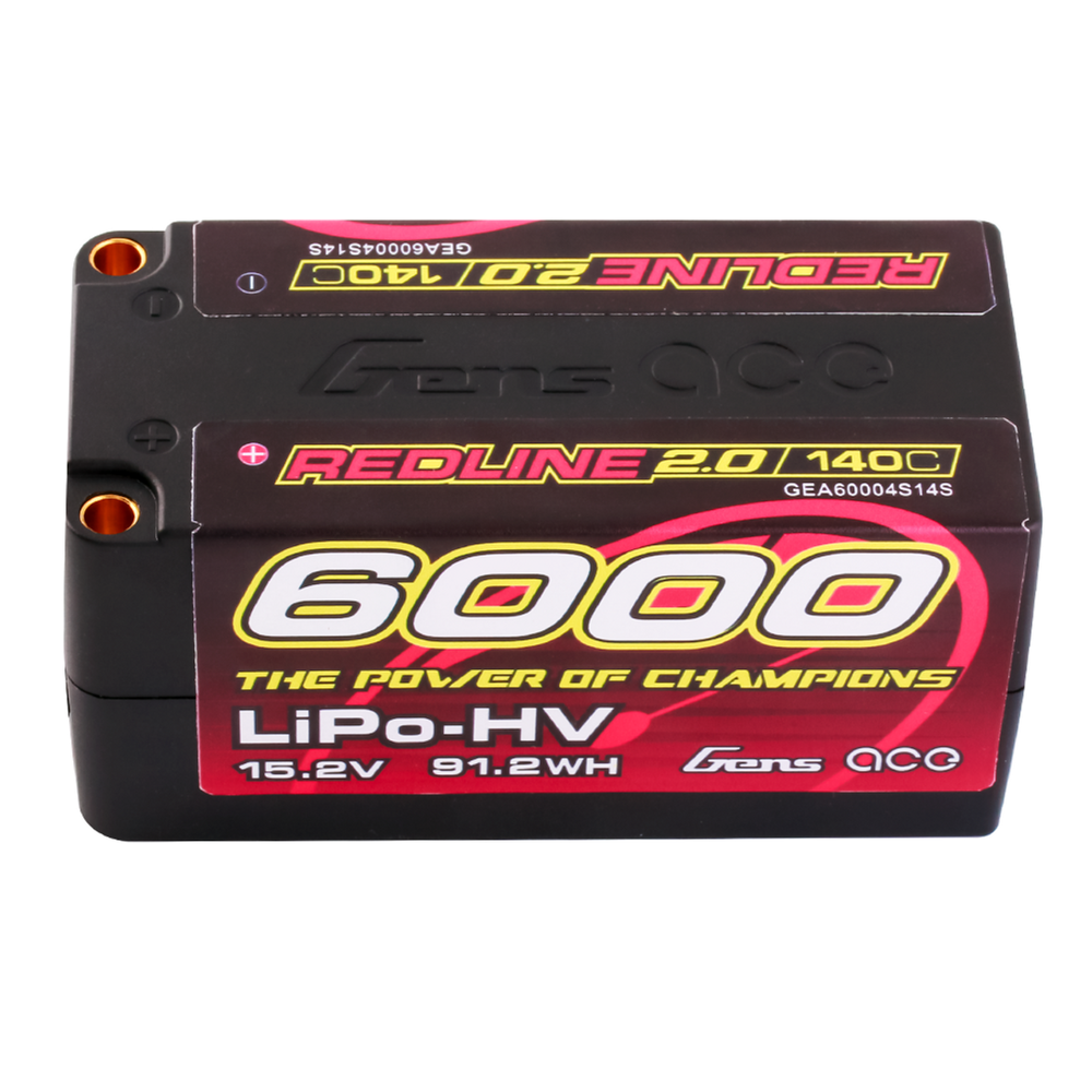 Gens Ace 6000mAh 15.2V 140C 4S Lipo Battery HardCase 5.0mm Bullet For 1/8 RC Car-image