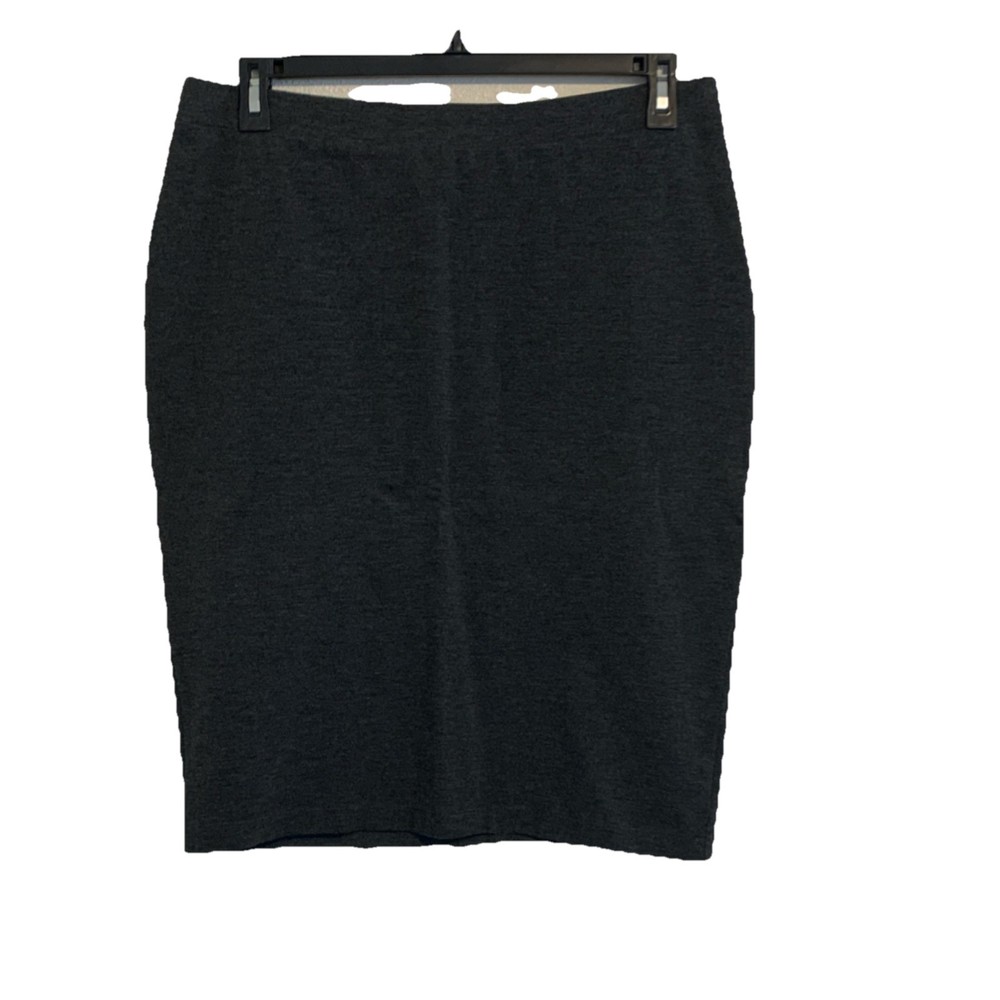 Liz Claiborne Studio Gray Knit Pencil Skirt L Rayon Nylon Spandex Women