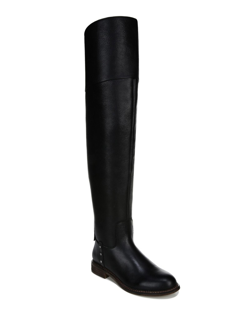 FRANCO SARTO Womens Black Over The Knee Haleen Block Heel Leather Boots 5.5 M