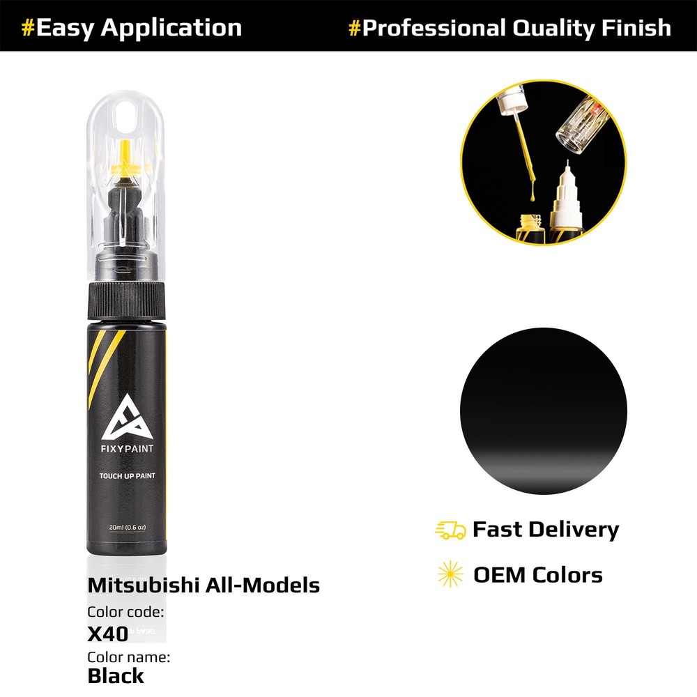 Touch up Paint for Mitsubishi Code: X40 Black Professional Quality Repair