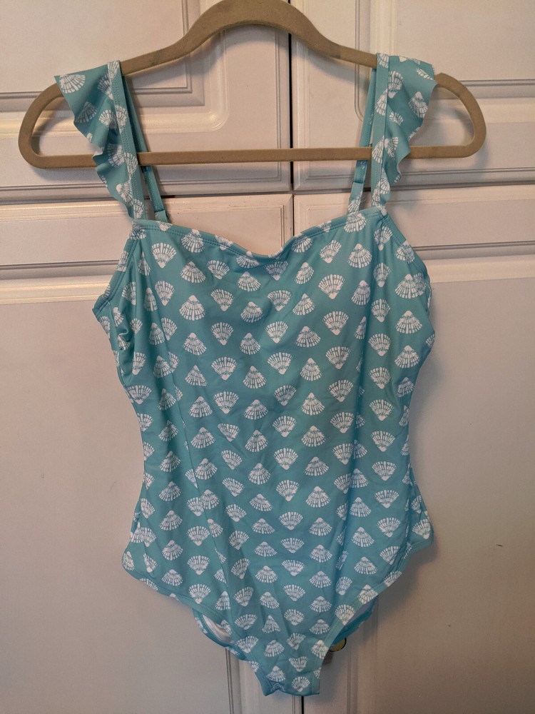 KONA SOL one piece swimsuit Seashells on Aqua Size Large