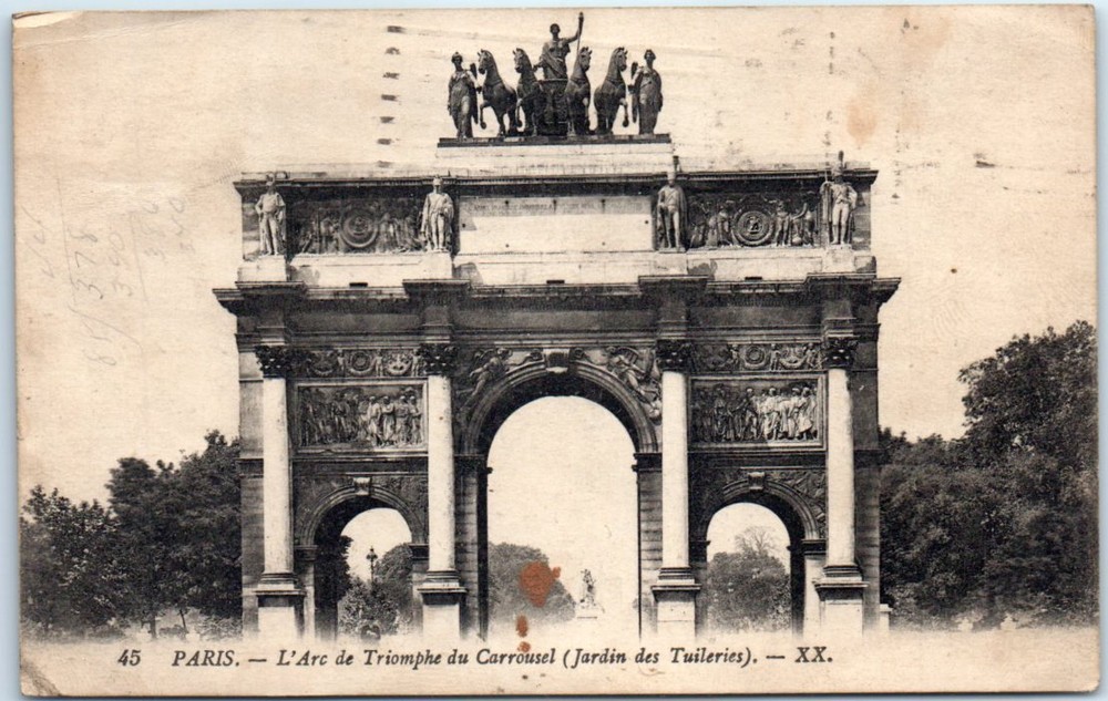 Postcard - Arc de Triomphe du Carrousel (Jardin des Tuileries) - Paris, France
