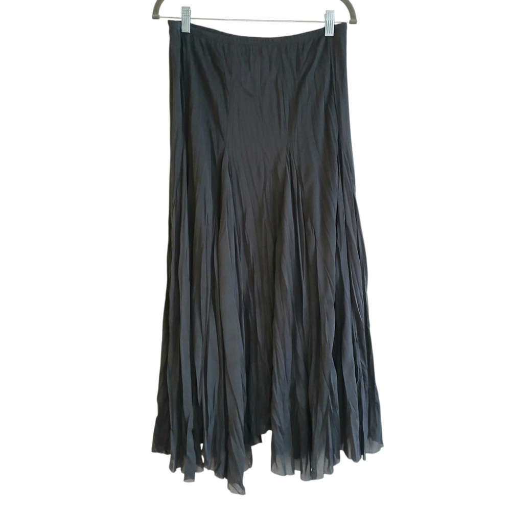 Godet Fishtail Mesh Maxi Skirt Women’s XL Gray Lined Full Stretch Fairy Grunge