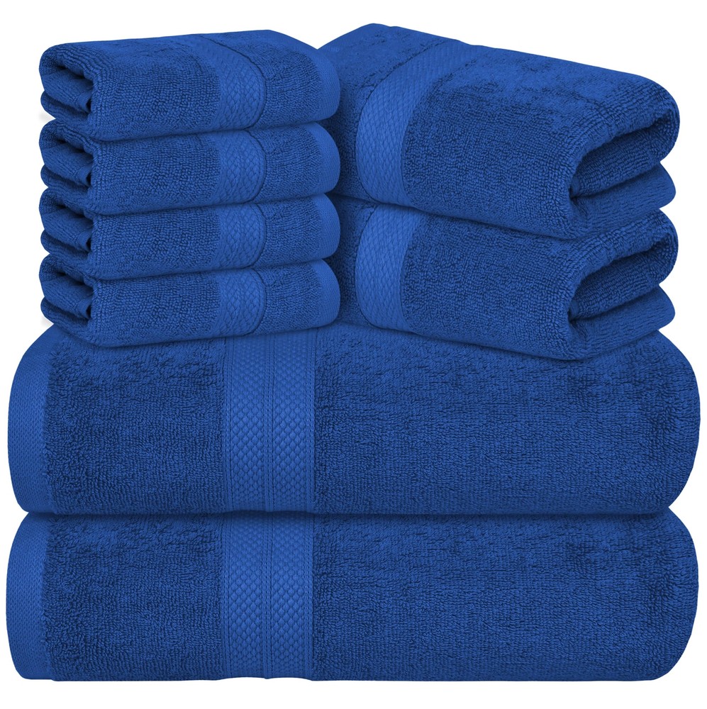 Avalon 8-Piece Luxury Towel Set 600 GSM 100% Cotton Royal Blue