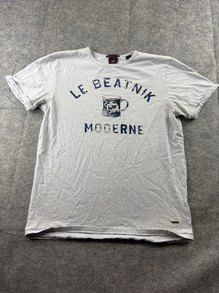 Scotch & Soda Coffee Le Beatnik Graphic T-shirt Mens M Speckled Short Sleeve SEE