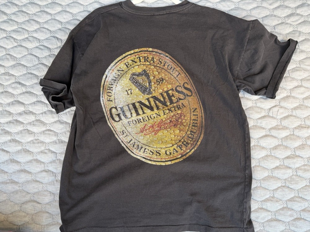 Guinness Foreign Extra Stout Graphic Black Men's Cotton T-Shirt Size L