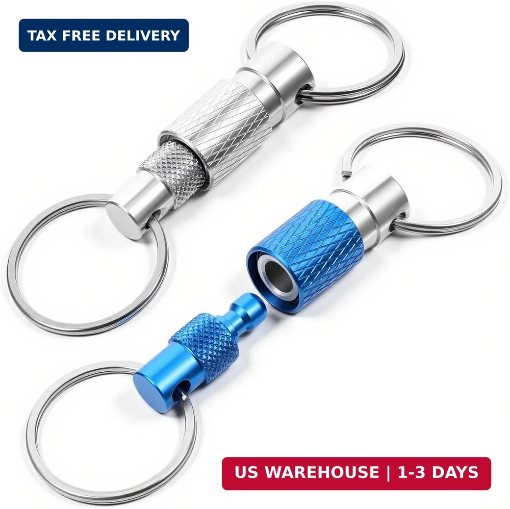 Detachable Key Ring Quick Release, 2 Packs Pull Apart Keychain Heavy Duty Metal