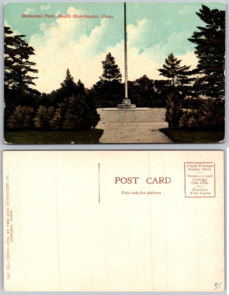 Memorial Park South Manchester CT Postcard