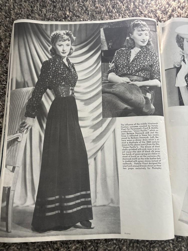 Vintage Hollywood Magazine Page Barbara Stanwyck Western Fashion 1930s