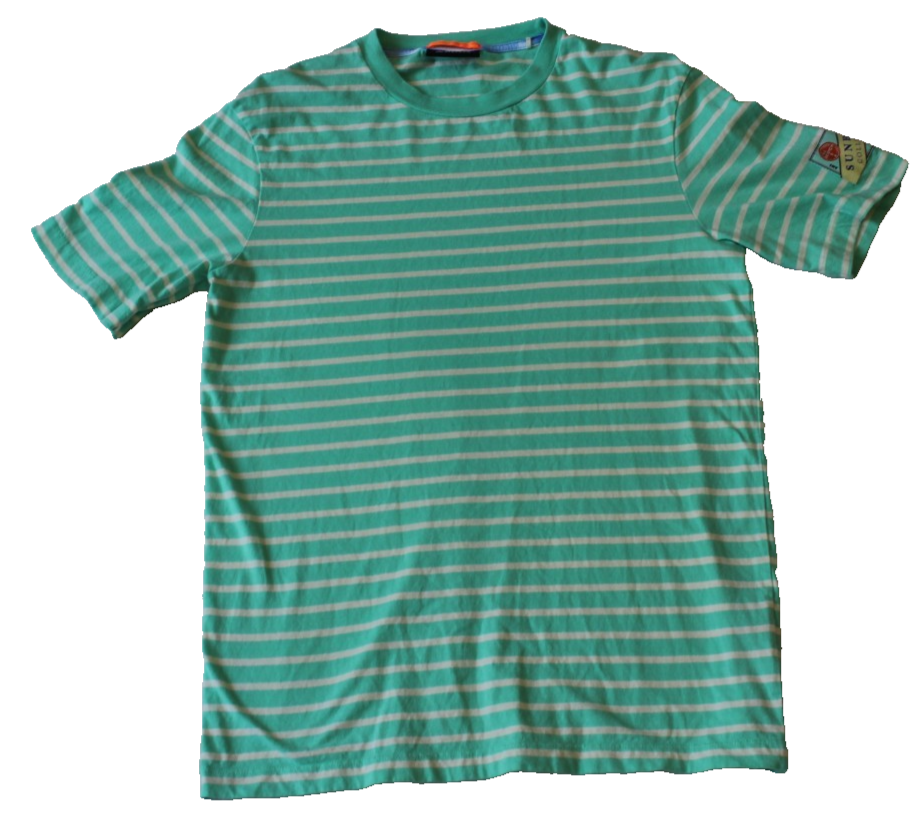 Scotch & Soda Amsterdam Men's T-Shirt Size Large Green White Stripe Short Sleeve