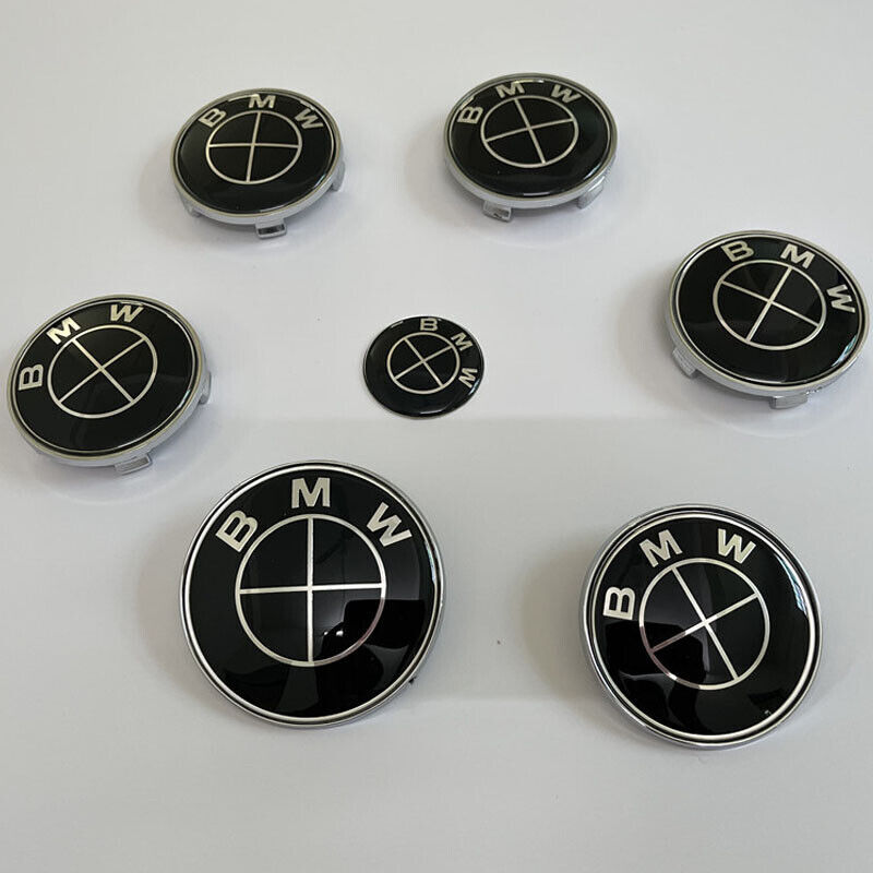 82/82MM 68MM 7PCS For B-M-W HubCaps Steering Wheel Emblem Badge Set