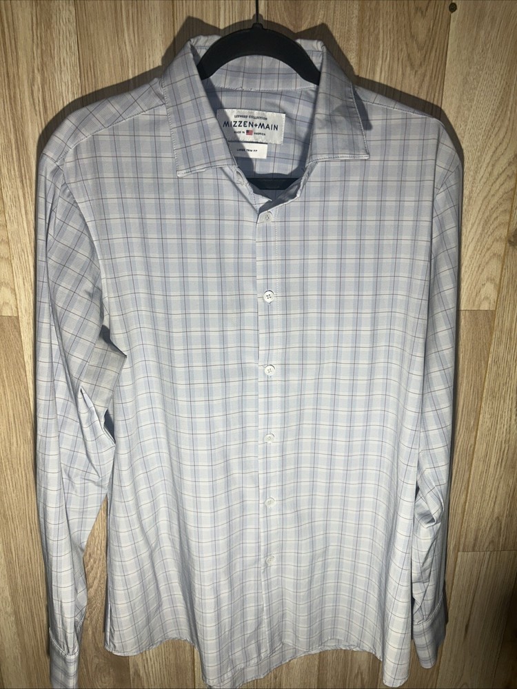 Mizzen Main Leeward Large Trim Fit Blue Performance Stretch L/S BUTTON UP