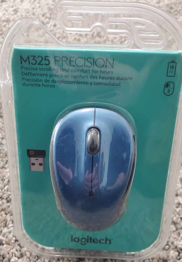 Logitech M325S Wireless Ambidextrous Optical USB Mouse, Blue