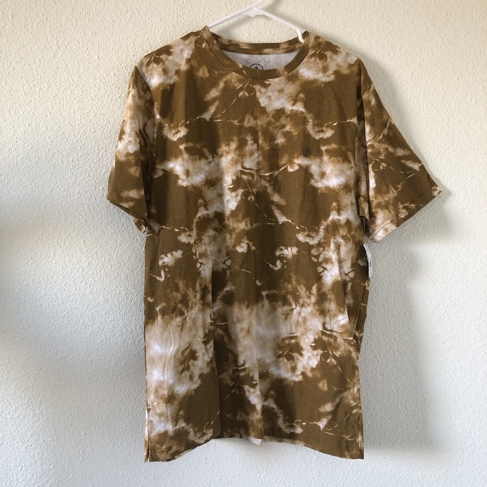 Volcom Mens Caramel and White color Tie Dye T-shirt size Large NWT
