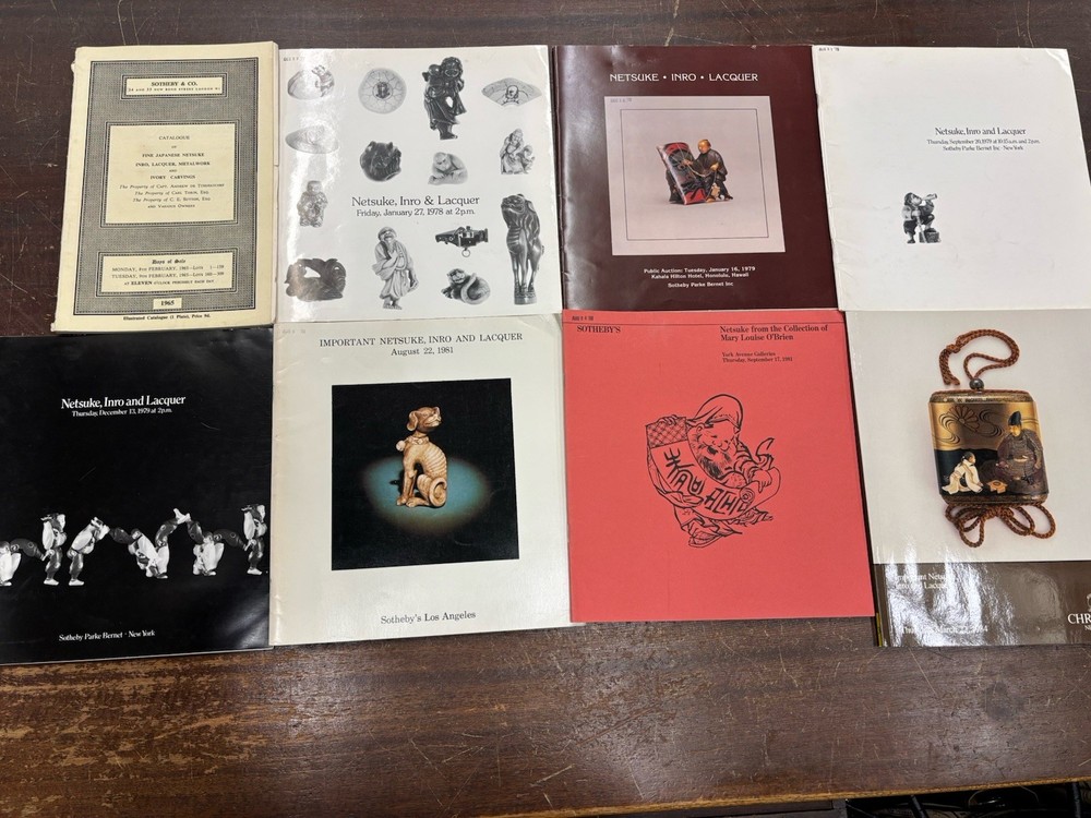 Sotheby’s Christie’s Catalogs 8 Netsuke Inro Lacquer 1965, 1978 1979 1981 1984