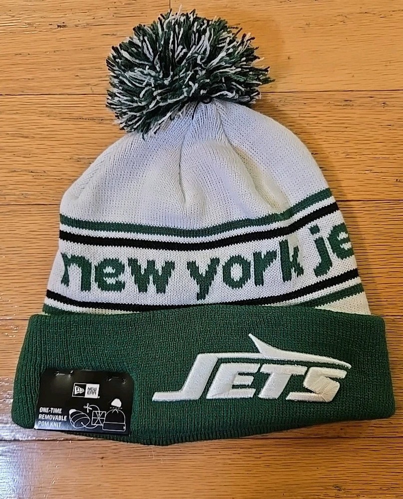 New Era New York Jets Cuffed Pom Knit Hat Beanie NFL  Football Green 60532247