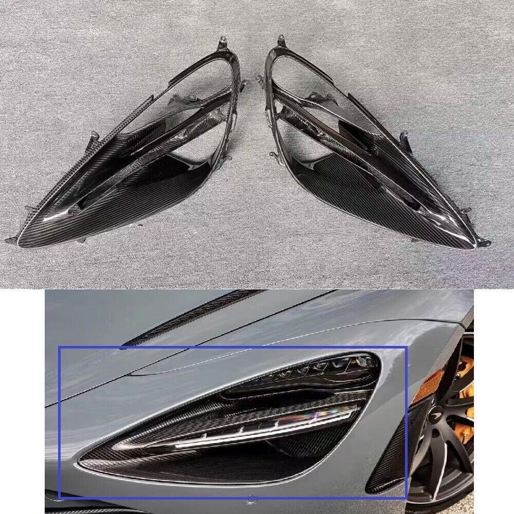 For McLaren 720S 18-22 2023 Dry Carbon Fiber Car Front Headlight Lamp Base Trims