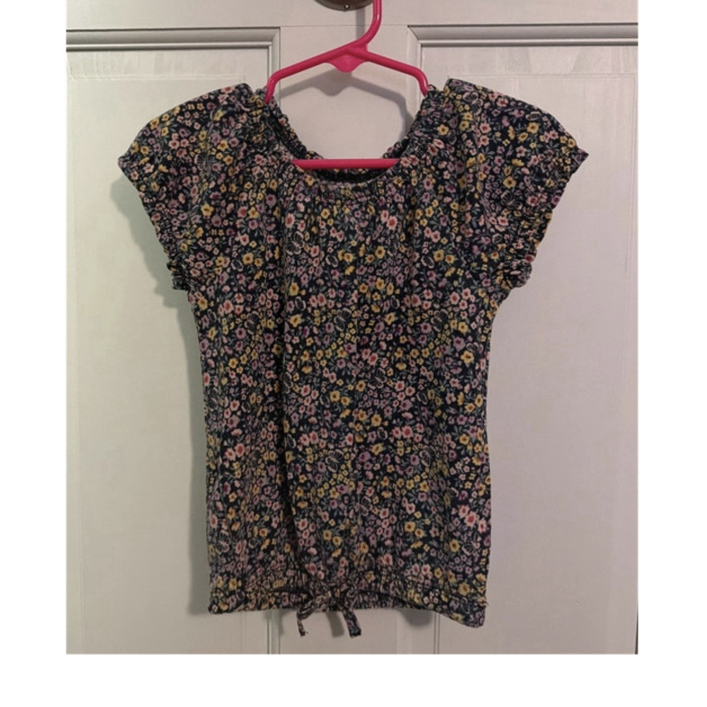 Girls Floral Multicolor Short Sleeve Pullover T-Shirt Size 4T