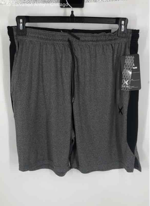 Game Time Mens Gray Heather Dark Wash Drawstring Waist Athletic Shorts Size L