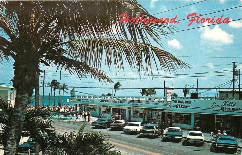 1960s Hollywood Florida Johnson  Boardwalk autos occupation Postcard 26-3553